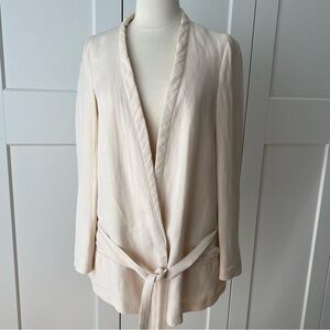 ZARA Kimono Style Jacket Blazer in Cream Cotton size Small